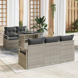 vidaXL Tuinbank Set met opslag met kussen 6 pcs Zwart poly rattan