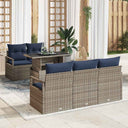 vidaXL Tuinbank Set met opslag 6 pcs Bruin en Rood poly rattan