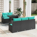 vidaXL Tuinbank Set met opslag 6 pcs Bruin en Rood poly rattan