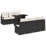 vidaXL Tuinbank Set met opslag 7 pcs Zwart en Crème poly rattan
