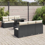 vidaXL Tuinbank Set met opslag 7 pcs Zwart en Crème poly rattan