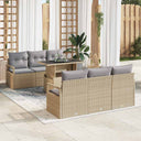 vidaXL Tuinbank Set met opslag 7 pcs Zwart en Crème poly rattan