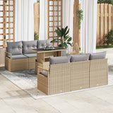 vidaXL Tuinbank Set met opslag 7 pcs Zwart en Crème poly rattan