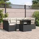 vidaXL Tuinbank Set met opslag met kussen 7 pcs Zwart poly rattan