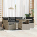 vidaXL Tuinbank Set met opslag met kussen 7 pcs Zwart poly rattan