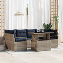 vidaXL Tuinbank Set met kussen 7 pcs Bruin en rood poly rattan