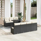 vidaXL Tuinbank Set met opslag 8 pcs Zwart en Crème poly rattan