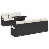 vidaXL Tuinbank Set met opslag 8 pcs Zwart en Crème poly rattan