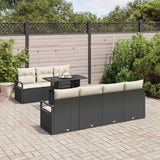 vidaXL Tuinbank Set met opslag 8 pcs Zwart en Crème poly rattan