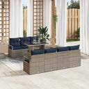 vidaXL Tuinbank Set met opslag 8 pcs Bruin en Rood poly rattan