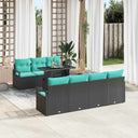 vidaXL Tuinbank Set met opslag 8 pcs Bruin en Rood poly rattan