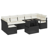 vidaXL Tuinbank Set met kussen 8 pcs Zwart en crème poly rattan