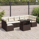 vidaXL Tuinbank Set met kussen 8 pcs Zwart en crème poly rattan