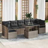 vidaXL Tuinbank Set met kussen 8 pcs Zwart en crème poly rattan