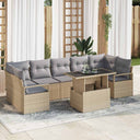 vidaXL Tuinbank Set met kussen 8 pcs Zwart en crème poly rattan