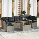 vidaXL Tuinbank Set met kussen 8 pcs Zwart en crème poly rattan
