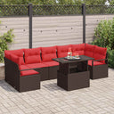 vidaXL Garden Sofa Set with cushions 8 pcs Brown and Red poly rattan