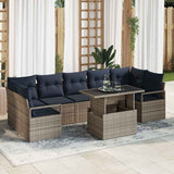 vidaXL Garden Sofa Set with cushions 8 pcs Brown and Red poly rattan