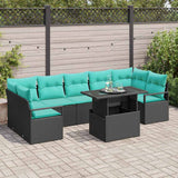 vidaXL Garden Sofa Set with cushions 8 pcs Brown and Red poly rattan