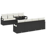 vidaXL Tuinbank Set met opslag 9 pcs Zwart en Crème poly rattan