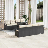 vidaXL Tuinbank Set met opslag 9 pcs Zwart en Crème poly rattan