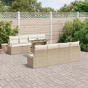 vidaXL Tuinbank Set met opslag 9 pcs Zwart en Crème poly rattan