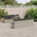 vidaXL Tuinbank Set met opslag 9 pcs Zwart en Crème poly rattan