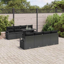 vidaXL Tuinbank Set met opslag 9 pcs Zwart en Crème poly rattan