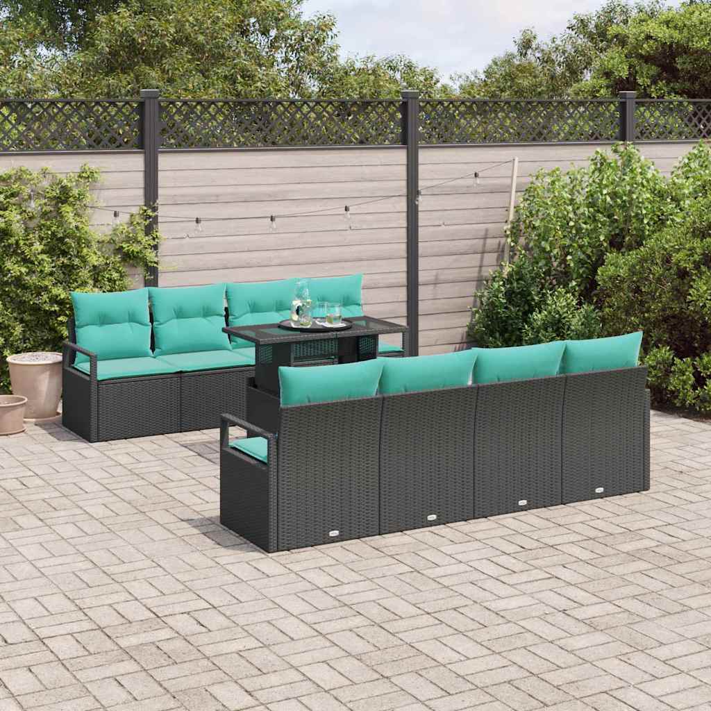 vidaXL Banc de jardin avec coffre de rangement 9 pcs Rotin PE Marron et Rouge