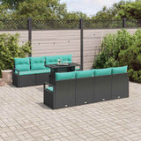 vidaXL Banc de jardin avec coffre de rangement 9 pcs Rotin PE Marron et Rouge