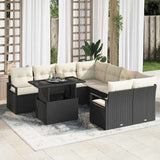vidaXL Tuinbank Set met opslag 9 pcs Zwart en Crème poly rattan