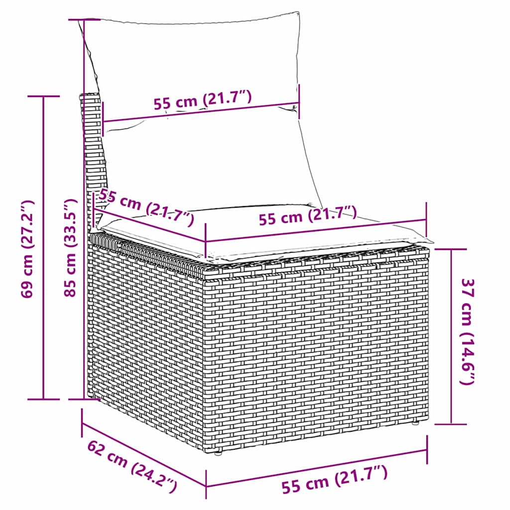 vidaXL Tuinbank Set met opslag 9 pcs Zwart en Crème poly rattan