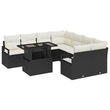vidaXL Tuinbank Set met opslag 9 pcs Zwart en Crème poly rattan