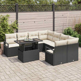 vidaXL Tuinbank Set met opslag 9 pcs Zwart en Crème poly rattan