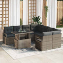 vidaXL Tuinbank Set met opslag 9 pcs Zwart en Crème poly rattan