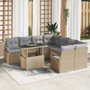 vidaXL Tuinbank Set met opslag 9 pcs Zwart en Crème poly rattan