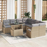 vidaXL Tuinbank Set met opslag 9 pcs Zwart en Crème poly rattan
