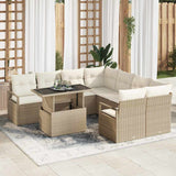 vidaXL Tuinbank Set met opslag 9 pcs Zwart en Crème poly rattan