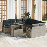 vidaXL Tuinbank Set met opslag 9 pcs Zwart en Crème poly rattan