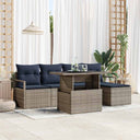 vidaXL Garden Sofa Set with Storage 6 pcs Brown and Red Poly Rattan