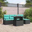 vidaXL Garden Sofa Set with Storage 6 pcs Brown and Red Poly Rattan
