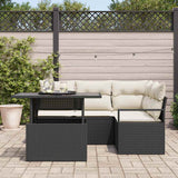 vidaXL Garden Sofa Set with cushions 5 pcs Black and cream poly rattan
