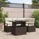 vidaXL Garden Sofa Set with cushions 5 pcs Black and cream poly rattan