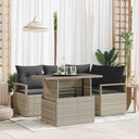 vidaXL Garden Sofa Set with cushions 5 pcs Black and cream poly rattan