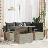 vidaXL Garden Sofa Set with cushions 5 pcs Black and cream poly rattan