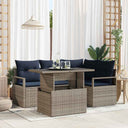 vidaXL Tuinbank Set met opslag 5 pcs Bruin en Rood poly rattan