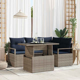 vidaXL Tuinbank Set met opslag 5 pcs Bruin en Rood poly rattan