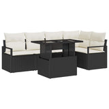 vidaXL Tuinbank Set met opslag 6 pcs Zwart en Crème poly rattan