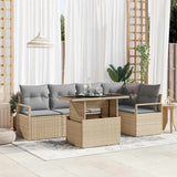 vidaXL Tuinbank Set met opslag 6 pcs Zwart en Crème poly rattan