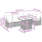 vidaXL Tuinbank Set met kussen 7 pcs Zwart Poly rattan